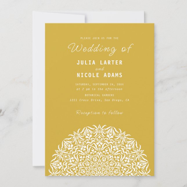 Red & Blue Coral Reef Marble Stone Mandala Wedding Invitation (Front)