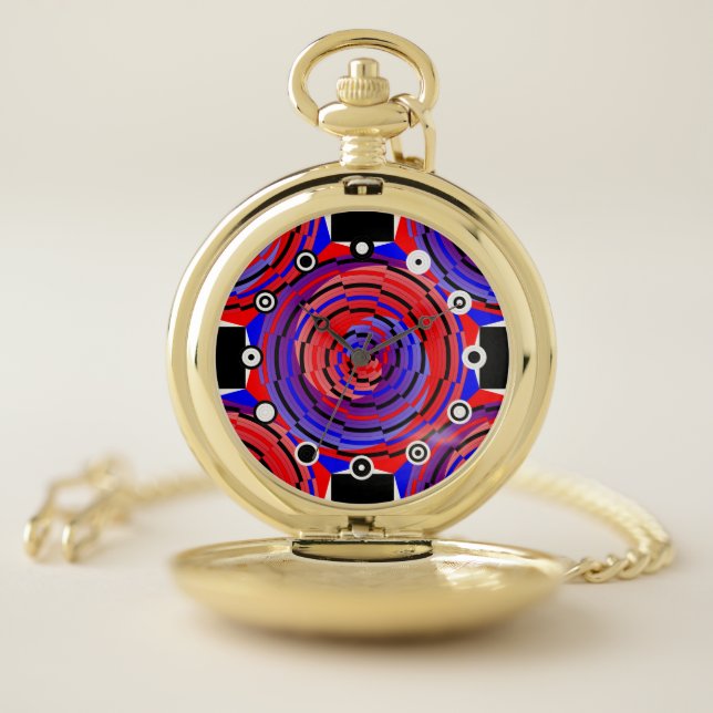 Red & Blue Counter Spiral(Binary Face)by KYoncich Pocket Watch (Inside)