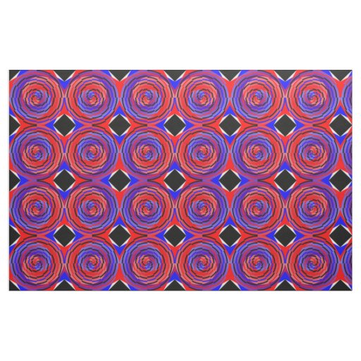 Red & Blue Counter Spiral by Kenneth Yoncich Fabric