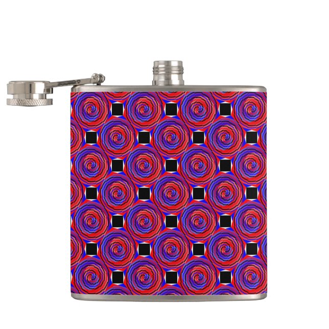 Red & Blue Counter Spiral by Kenneth Yoncich Flask (Opened)