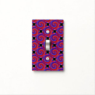 Red & Blue Counter Spiral by Kenneth Yoncich Light Switch Cover