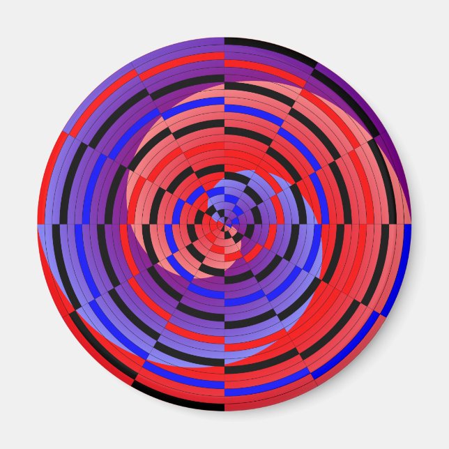 Red & Blue Counter Spiral by Kenneth Yoncich Magnet (Front)