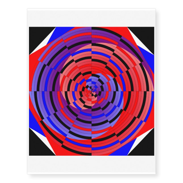 Red & Blue Counter Spiral by Kenneth Yoncich Temporary Tattoos (Front)
