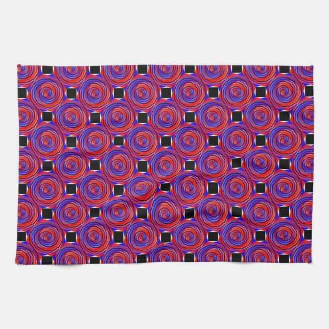 Red & Blue Counter Spiral by Kenneth Yoncich Towel (Horizontal)