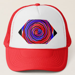 Red & Blue Counter Spiral by Kenneth Yoncich Trucker Hat