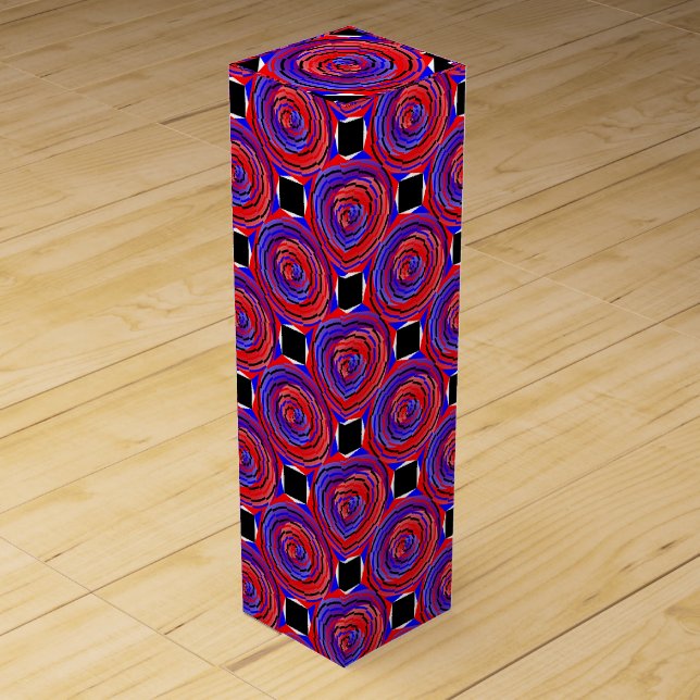 Red & Blue Counter Spiral by Kenneth Yoncich Wine Gift Box (Front)