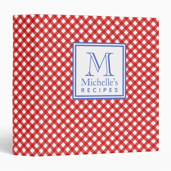 Red & Blue Country Style Gingham Pattern Monogram