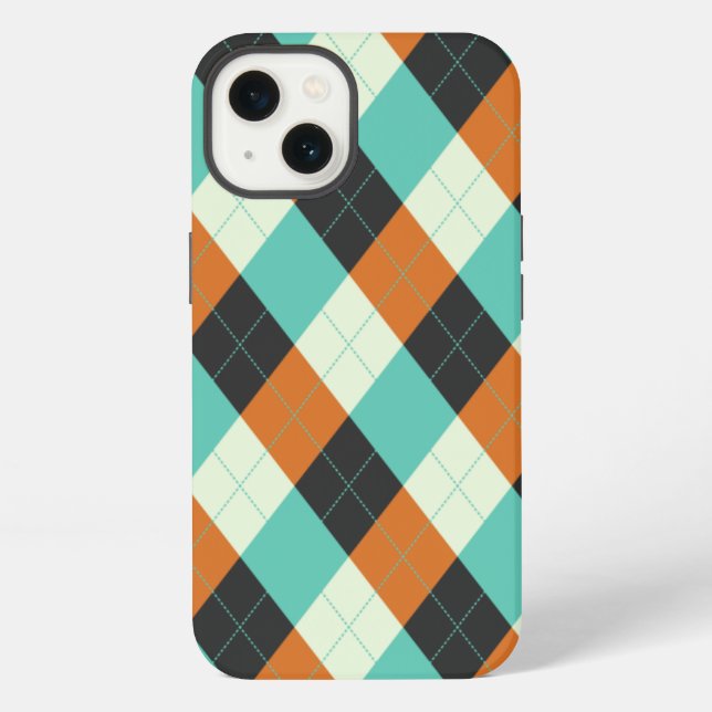 Red, Blue, & Cream Argyle Iphone Case (Back)