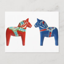 Red & Blue Dala Horse Postcard