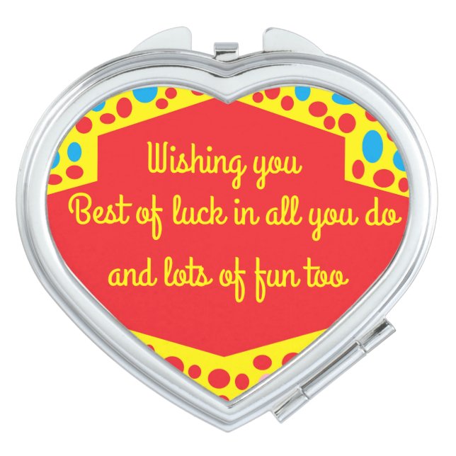 Red blue design with friends message wishing luck compact mirror (Front)