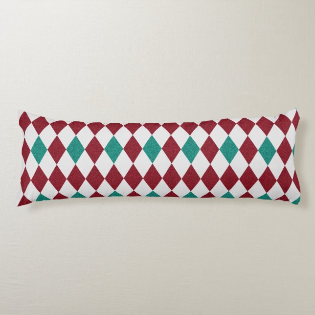 Red & Blue Diamond Glitter Body Pillow (Front)