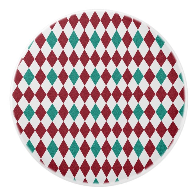 Red & Blue Diamond Glitter Ceramic Knob (Front)