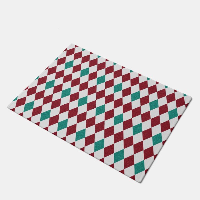Red & Blue Diamond Glitter Doormat (Angled)