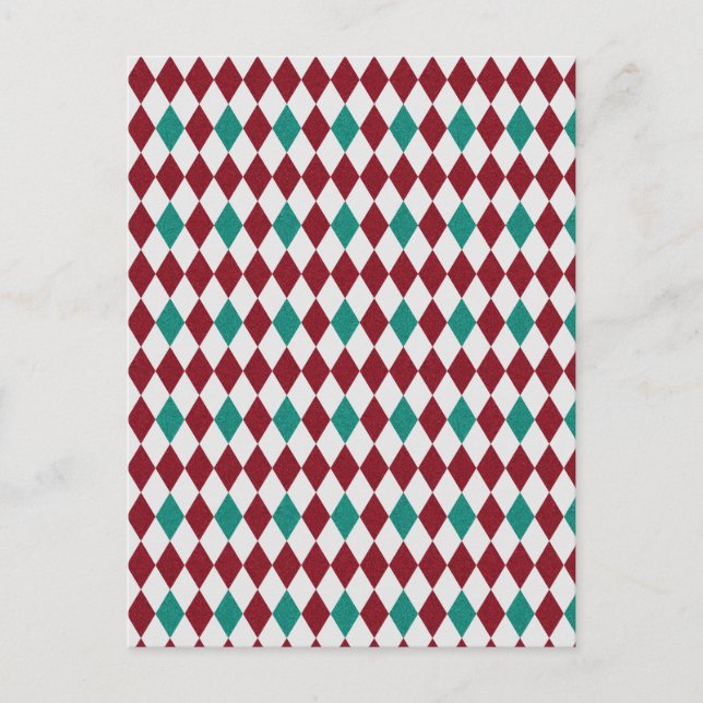 Red & Blue Diamond Glitter Postcard (Front)