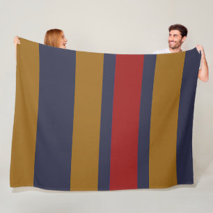 Red Blue Dk Yellow Broad Band Stripes Fleece Blanket