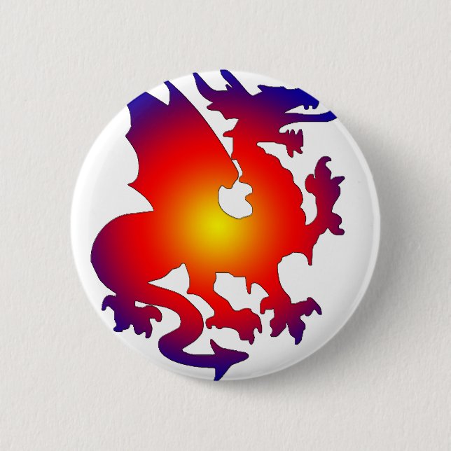 red blue dragon pinback button (Front)