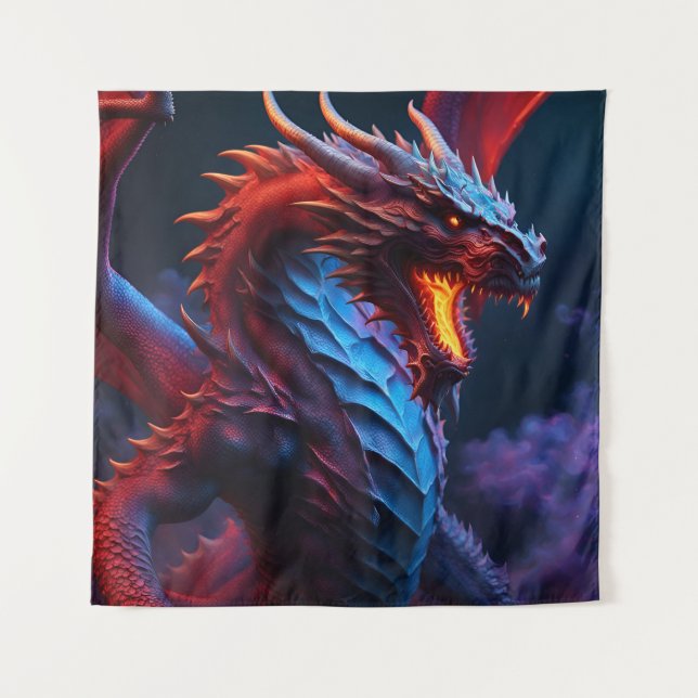 Red & Blue Dragon Tapestry (Front)