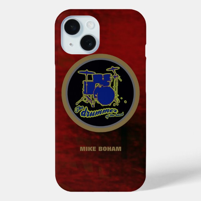 Red Blue Drums Drummer Name Case-Mate iPhone Case (Back)