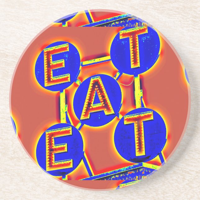 red/blue eat drink coaster (Front)
