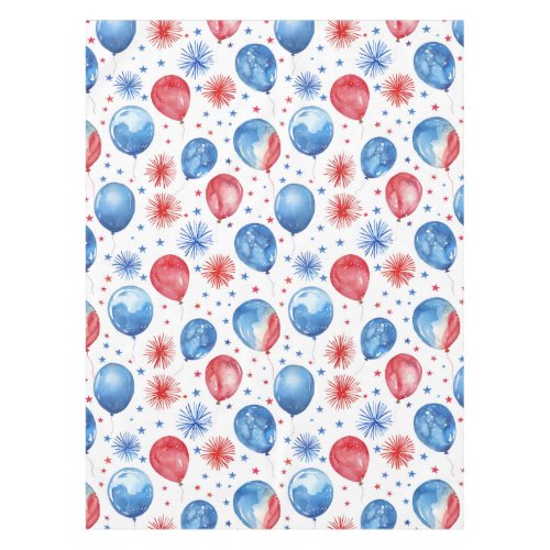 Red Blue Festive Balloons 4th July Tablecloth