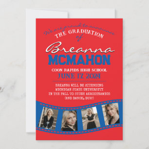 Red & Blue Filmstrip Graduation Announcement