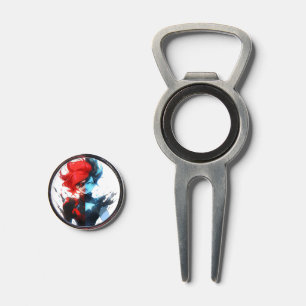 Red Blue Fire Ice Comic Style Anime Girl Divot Tool