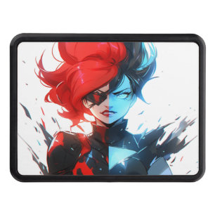 Red Blue Fire Ice Comic Style Anime Girl Hitch Cover
