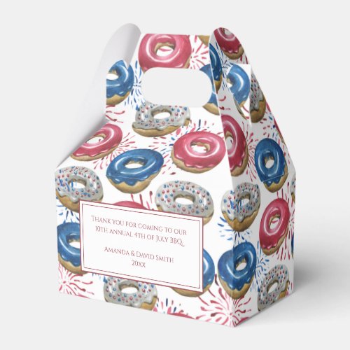 Red Blue Fireworks Donuts 4th of July Party Favor Box - Red Blue Fireworks Donuts 4th of July Party Favor Box 
Message me if you need any changes