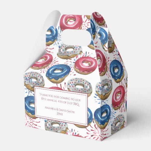 Red Blue Fireworks Donuts 4th of July Party Favor Boxes