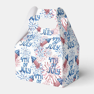 Red Blue Fireworks Firecracker 4th of July Favor Boxes