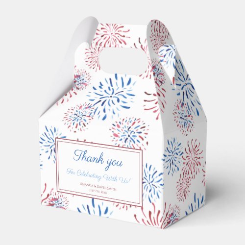 Red Blue Fireworks Firecracker 4th of July Party  Favor Boxes