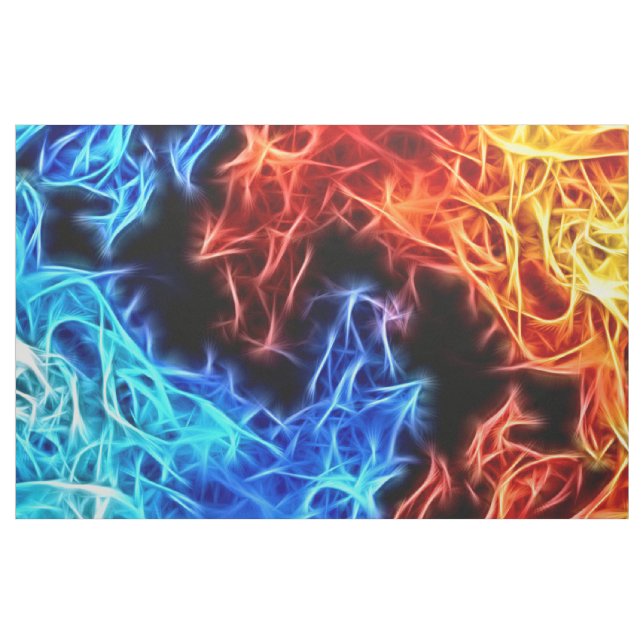 Red blue flames of good and evil pattern fabric (Yard)