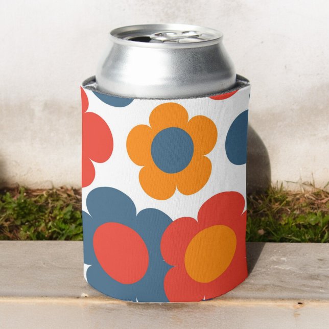 Red & Blue Floral Bold Botanical Spring & Summer Can Cooler (Creator Uploaded)