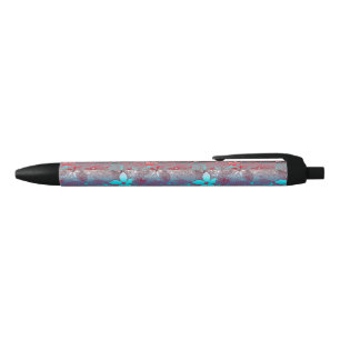 Red Blue Flowers In Lace Pen
