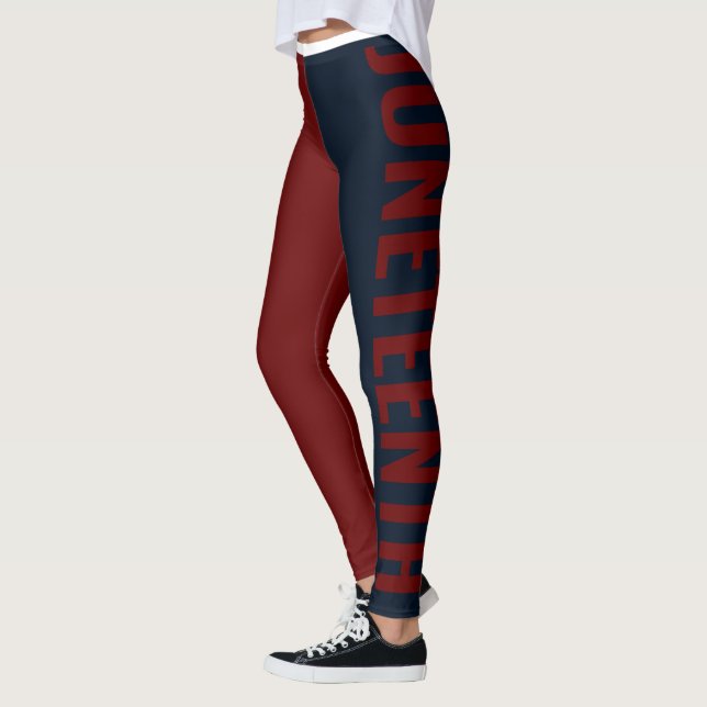 Red Blue Freedom Day June 19 JUNETEENTH Leggings (Left)