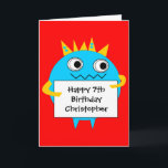 Red Blue Funny Monster Birthday Card<br><div class="desc">Personalized red and blue funny monster card for kids, which you will be able to easily personalize the front of this funny monster birthday card with the child's age and name. The inside card birthday message can also be personalized if wanted. This personalized red and blue monster birthday card for...</div>