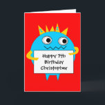 Red Blue Funny Monster Birthday Card<br><div class="desc">Personalized red and blue funny monster card for kids, which you will be able to easily personalize the front of this funny monster birthday card with the child's age and name. The inside card birthday message can also be personalized if wanted. This personalized red and blue monster birthday card for...</div>