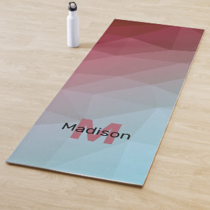 Red blue geometric mesh ombre pattern Monogram Yoga Mat