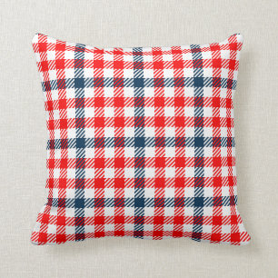 Red & Blue Gingham Pattern Throw Pillow