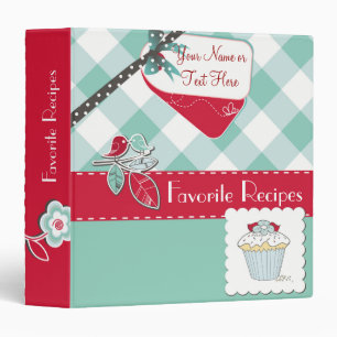 Red/Blue Gingham Personalized Recipe Binder