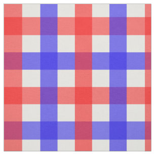Red Blue Gingham Plaid Pattern Fabric