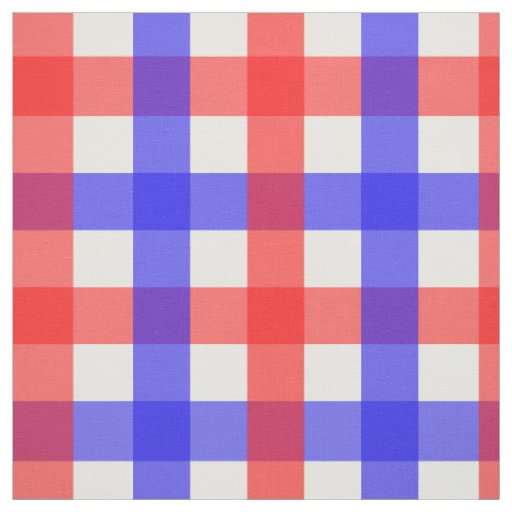 Red Blue Gingham Plaid Pattern Fabric
