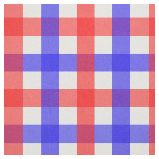 Red Blue Gingham Plaid Pattern Fabric (Swatch)