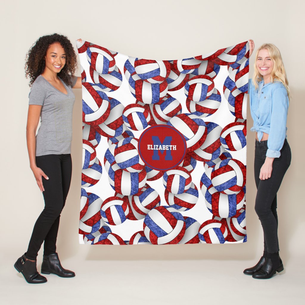 red blue girls volleyball team colors gifts fleece blanket