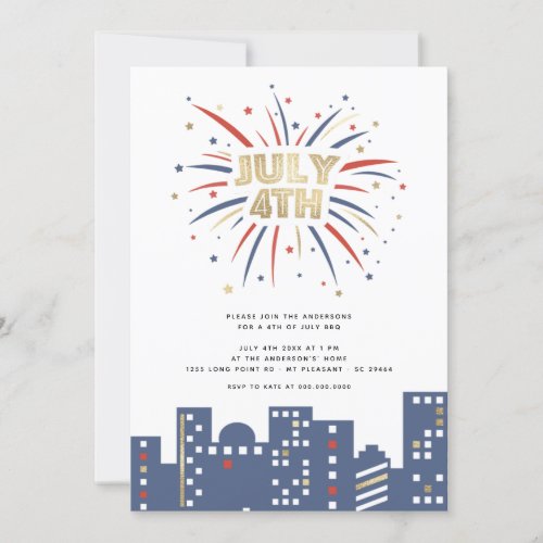 Red Blue & Gold Fireworks 4th of July Party Modern Invitation - Red Blue & Gold Fireworks 4th of July Party Modern Invitation
Message me for any needed adjustment