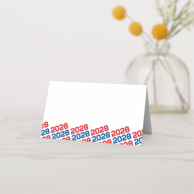 Red & Blue Graduation Class Year Folding Food or Place Card (Front)