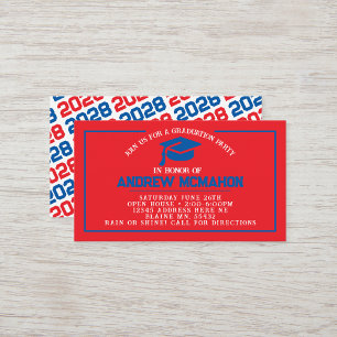 Red & Blue Graduation Mini Graduation Invites