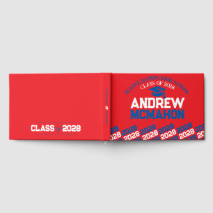 Red & Blue Graduation Personalized Guest Book
