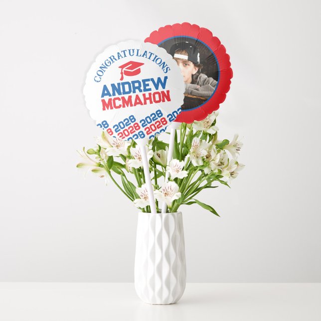Red & Blue Graduation Photo Centerpiece Balloon (Creator Uploaded)