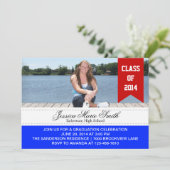 Red/Blue Graduation Photo Template Invitation (Standing Front)